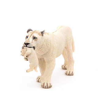 WHITE LIONESS WITH CUB