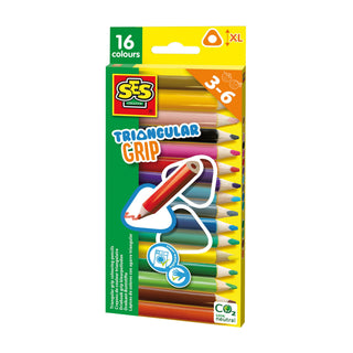 TRIANGULAR GRIP COLOURING PENCILS 16 PIECES