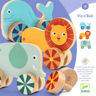 VIS' N ROLL WOODEN ANIMAL CARS