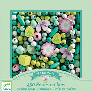 WOODEN BEADS LEAVES & FLOWERS