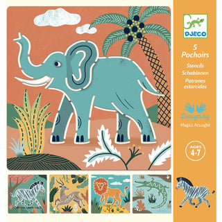 WILD ANIMALS DRAWING STENCILS SET