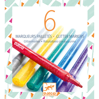 6 GLITTER MARKERS