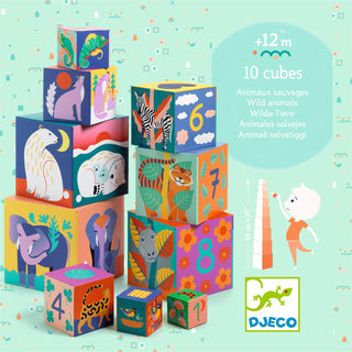 WILD ANIMALS 10 STACKING CUBES