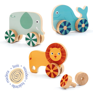 VIS' N ROLL WOODEN ANIMAL CARS