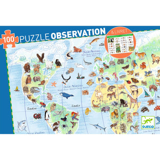 WORLDS ANIMALS - 100 PCS PUZZLE OBSERVATION LIVRET