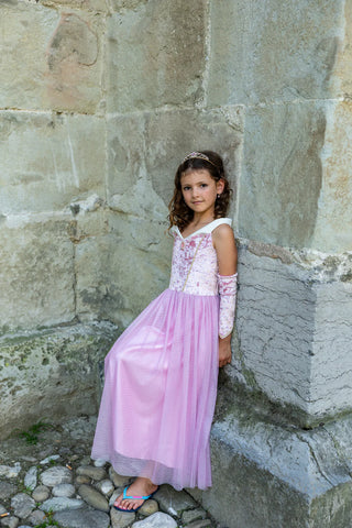 VELVETY SOFT SLEEPING SWEETHEART PRINCESS GOWN WITH ARM WARMERS