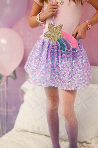 PURPLE PARTY SEQUINS SKIRT