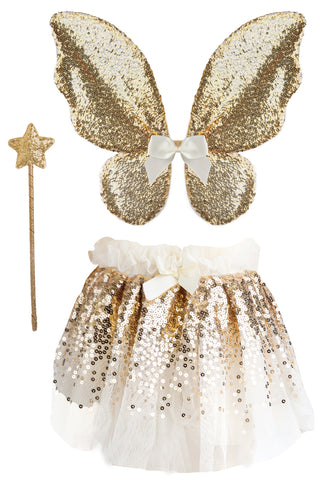GRACIOUS GOLD SEQUINS SKIRT, WINGS, & WAND