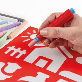 SIDEWALK CHALK SET WITH STENCILS