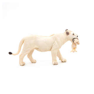 WHITE LIONESS WITH CUB