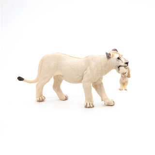 WHITE LIONESS WITH CUB