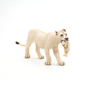 WHITE LIONESS WITH CUB