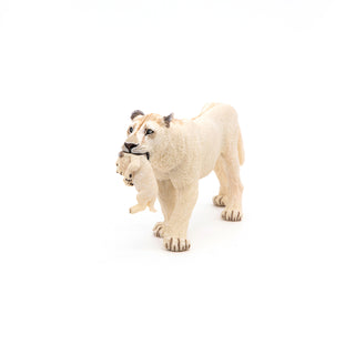 WHITE LIONESS WITH CUB