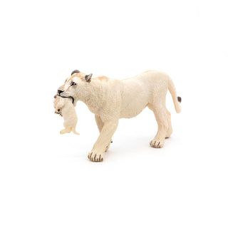 WHITE LIONESS WITH CUB