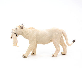 WHITE LIONESS WITH CUB
