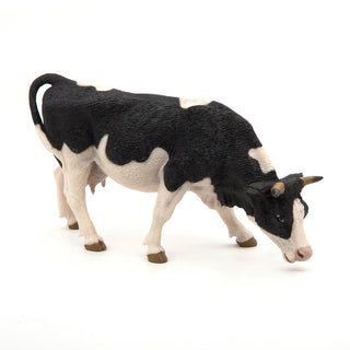 BLACK AND WHITE GRAZING COW
