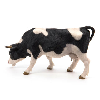 BLACK AND WHITE GRAZING COW