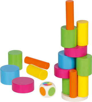 BALANCING TOWER W/ COLOUR DICE, 27PCS