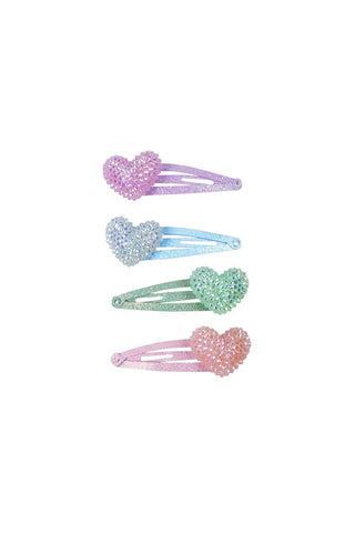 SPARKLE HEART BOBBLE HAIR CLIPS