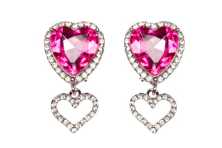 BOUTIQUE HEART JEWEL CLIP-ON EARRINGS