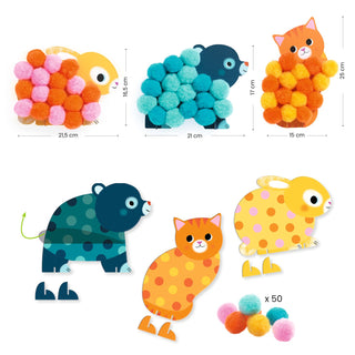 ANIMALS AND POM-PON CIRCLES