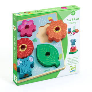 PUZZ & STACK HAPPY WOODEN PUZZLE