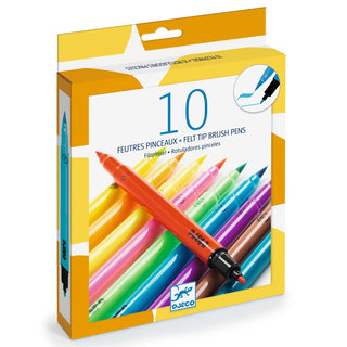 10 DOUBLE TIPPED FELT BRUSH PENS
