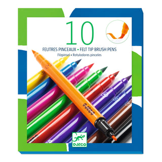 10 DOUBLE TIPPED FELT BRUSH PENS