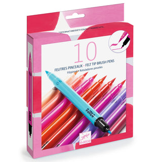 10 DOUBLE TIPPED FELT BRUSH PENS