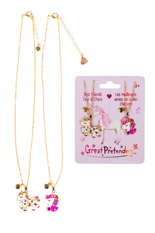 BEJEWELLED UNICORNS TEAR AND SHARE NECKLACE