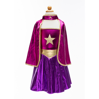 SUPERHERO STAR DRESS, CAPE & HEADPIECE