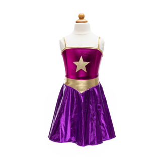 SUPERHERO STAR DRESS, CAPE & HEADPIECE